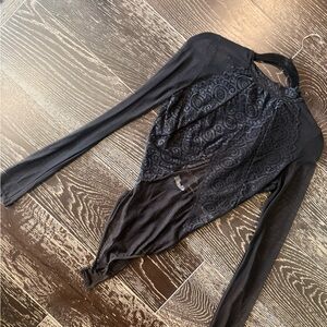 Black Lace Long Sleeve Bodysuit